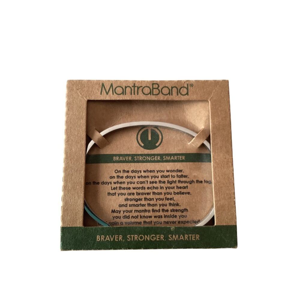 NEW MantraBand Silver Tone Cuff Bracelet “Braver Stronger Smarter”